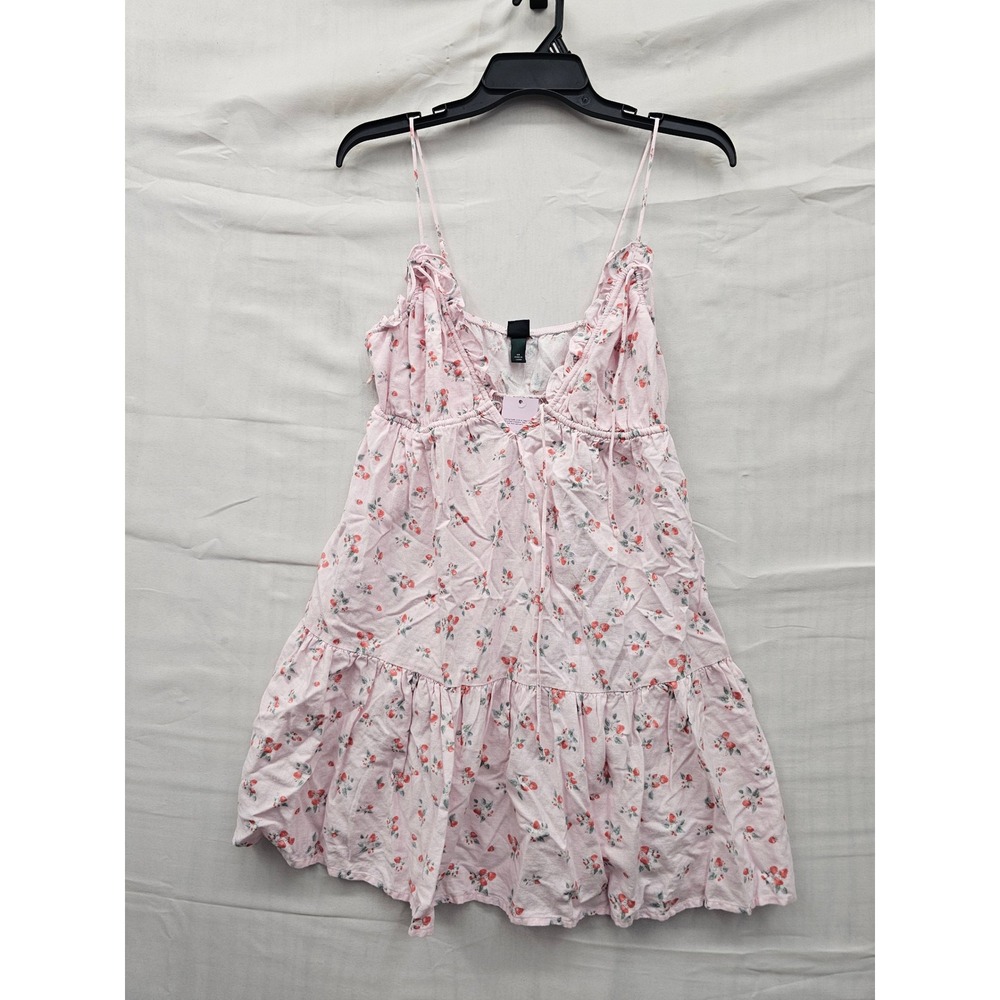 Wild Fable Womens Strawberry Mini Dress Pink Linen Blend Casual Size XS